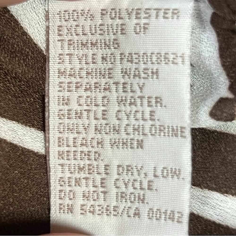 90s TANJAY Sheer Palm Print Button-Up Shirt | 6 | Brown White  | Retro Resort - Picture 8 of 10